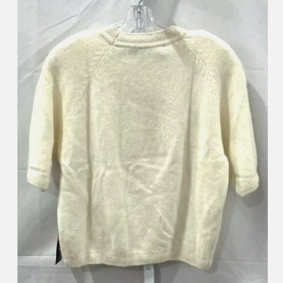 NEW VTG 80s 90s Lambswool Angora Short Sleeve Sweater Pullover Ivory Women's L - Picture 2 of 10